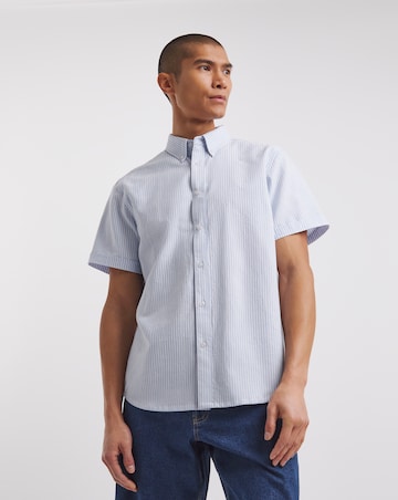 Short Sleeve Stripe Oxford Shirt