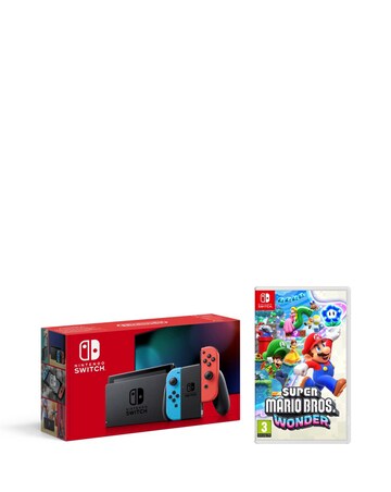 Nintendo Switch Neon Console & Super Mario Bros Wonder Bundle
