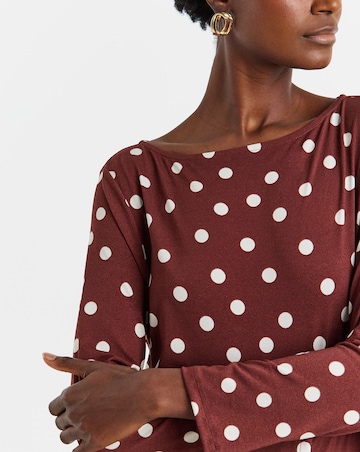 Textured Jersey Dropped Waist Pleated Dress