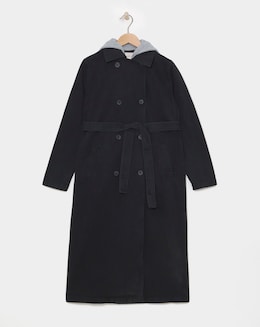 Black Denim Hooded Trench