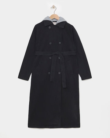 Black Denim Hooded Trench