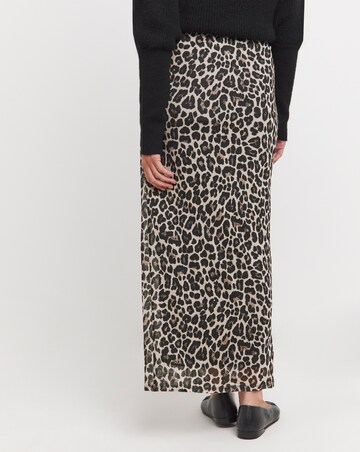 Animal Jersey Mesh Column Maxi Skirt