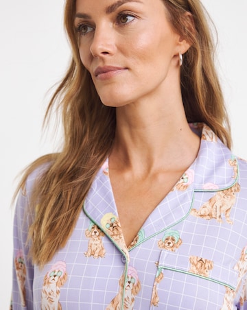 Chelsea Peers Classic Button Up Pyjama Set Spa Dogs Print