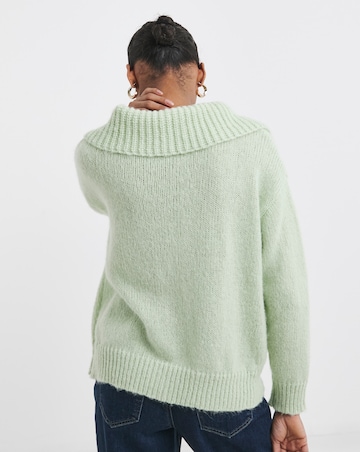 Pistacho Statement Collar Cardigan