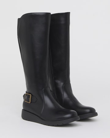 Heavenly Soles Mariah Knee High Riding Boots - Wide Fit (E) & Curvy Calf