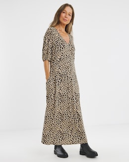 Puff Sleeve Soft Touch Jersey Dress