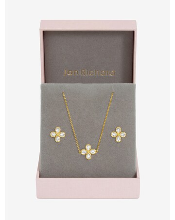 Jon Richard Gold Plated and Crystal Flower Bridal Set - Gift Box
