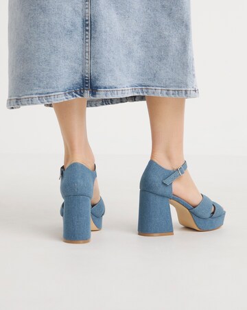 Mia Cross Front Platform Heeled Sandals - Extra Wide Fit (EEE)