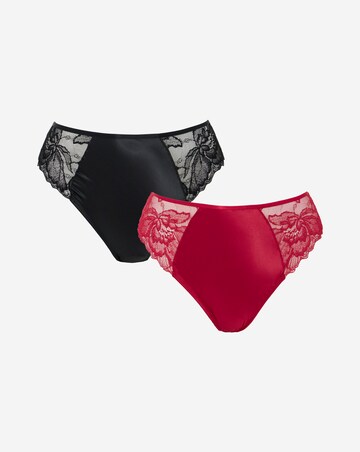 Pretty Secrets 2 Pack Willow Stretch Lace High leg Knickers - Black/Red