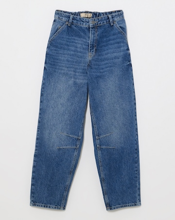 Mid Wash Barrel Leg Jeans