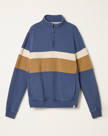 FatFace Brooke Half Neck Colour Block Sweatshirt (Regular & Tall) - Denim Blue