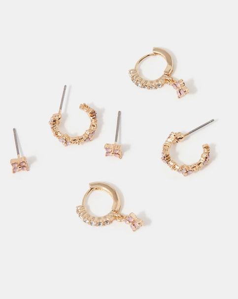 Accessorize 3-Pack Flower Stud & Hoop Earrings
