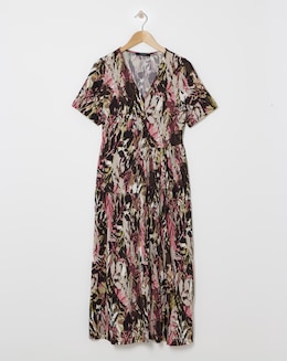 Asymmetric Pleated Panel Maxi Dress