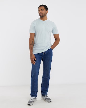 Pure Cotton Grandad T-Shirt Long- Blue