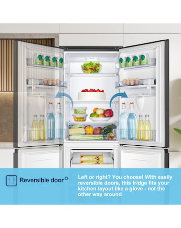 Fridgemaster MC55240DEB Fridge Freezer with Water Dispenser- E Rated