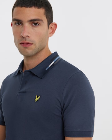 Lyle & Scott Short Sleeve Striped Tipped Polo - Navy