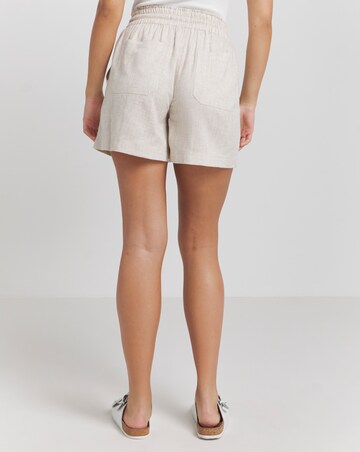 Simply Be Stone Tie Waist Linen Shorts