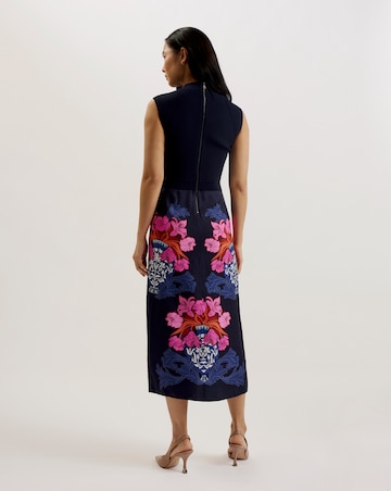 Ted Baker Valais Knitted Bodice Woven Skirt Printed Dress