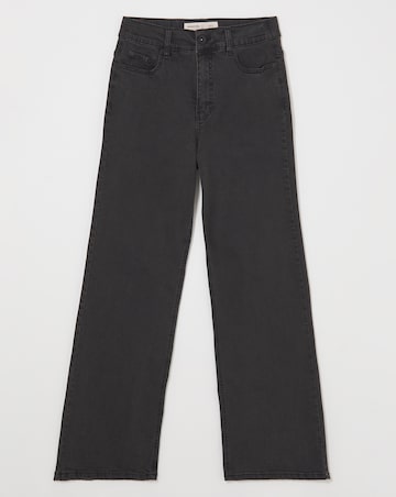 Simply Be 24/7 Washed Black Wide Leg Jeans