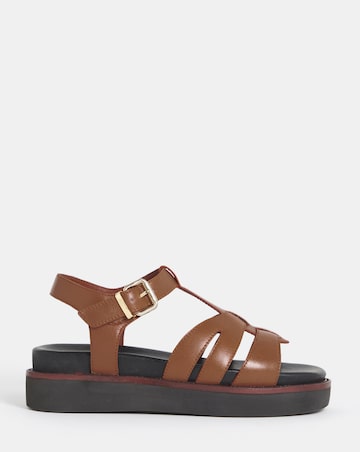 Fontana Leather T Bar Fisherman Sandals - Wide Fit (E)