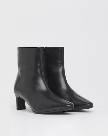 Anthology Mika Leather Kitten Heel Pointed Ankle Boots - Wide Fit (E)