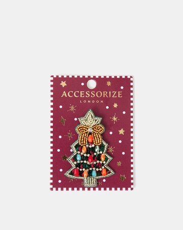 Accessorize Beaded Christmas Tree Brooch