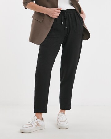 Black Textured Tapered Pull On Trouser