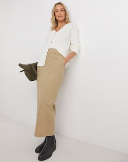 Dark Stone Lyocell Rich Maxi Column Skirt