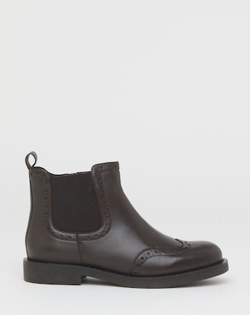 Samanatha Leather Chelsea Boot With Brogue Detailing - Wide Fit (E)