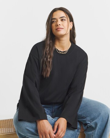 Black Pure Cotton Long Sleeve Top