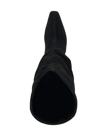 Dune Saunders Black Leather Slouch Knee-High Boots Standard Fit