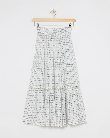 Natural Print Crinkle Midi Skirt