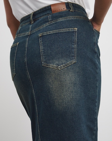 Vintage Wash Column Maxi Skirt