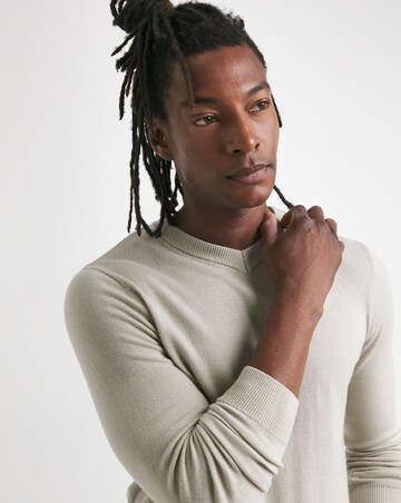 Stone Merino Wool V Neck Jumper