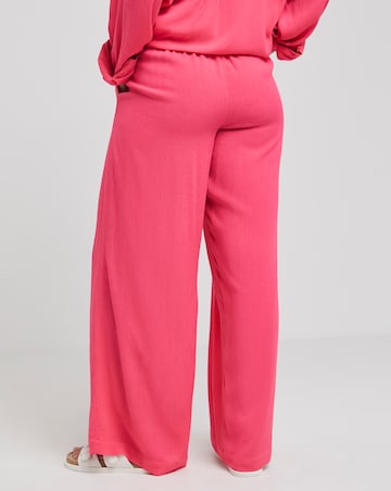 Simply Be Pink Tie Waist Crinkle Wide Leg Trousers