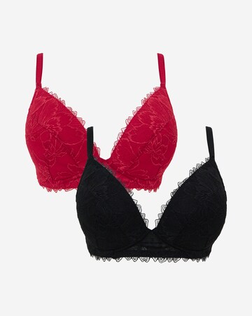Pretty Secrets 2 Pack Willow Stretch Lace Non Wired Bralette -Black/Red