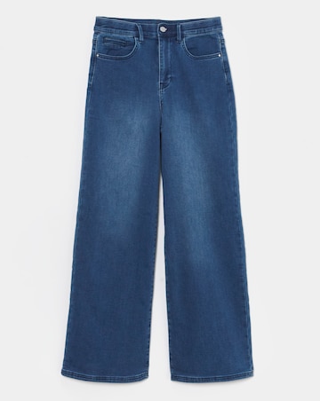 Mid Wash Cosy Finish Wide Leg Jeans