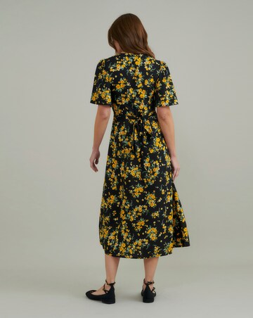 Nobody's Child Kimberly Midi Dress Yellow and Black Ditsy Floral