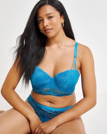 Figleaves Curve Amalfi Wave Embroidery Padded Midi Bra - Blue