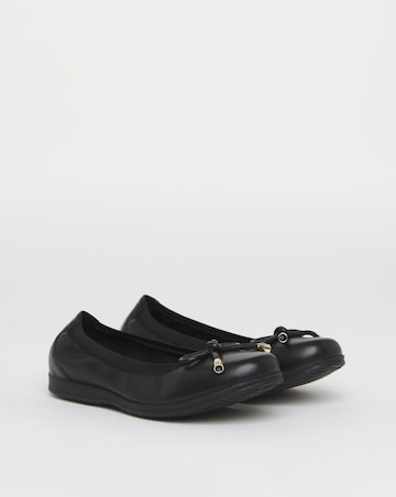 Heavenly Soles Zuri Elasticated Topline Ballerinas With Bow - Wide Fit (E)
