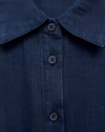 Mango Textured Cotton Navy Jumpsuit