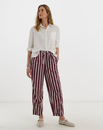 Plum Stripe Linen Mix Barrel Leg Trouser