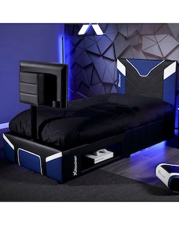 X Rocker Single Cerberus Twist TV Bed - Blue