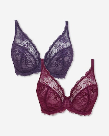 Pretty Secrets (2 Pack) New Ella Wired Full Cup Bras (C-J) Fig/Cherry