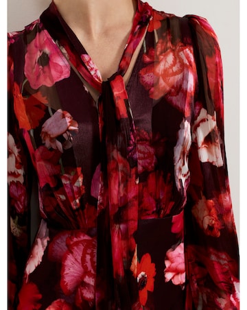 Phase Eight Eleini Floral Tie Neck Midi Dress