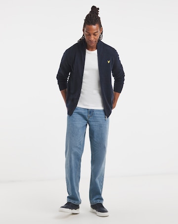 Lyle & Scott Lambswool Blend Zip Through Cardigan - Navy Marl