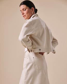 Ecru Cropped Denim Jacket