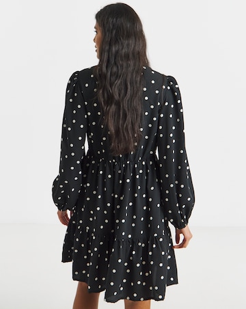 Simply Be Mono Spot Print Wrap Smock Dress