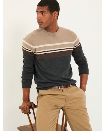 FatFace Rye Stripe Jumper (Regular & Tall) - Grey