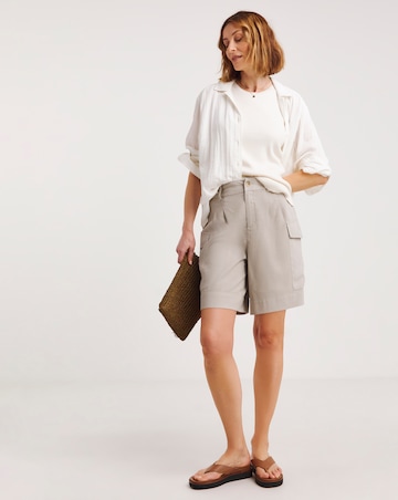 Mocha Lyocell Rich Soft Utility Bermuda Shorts